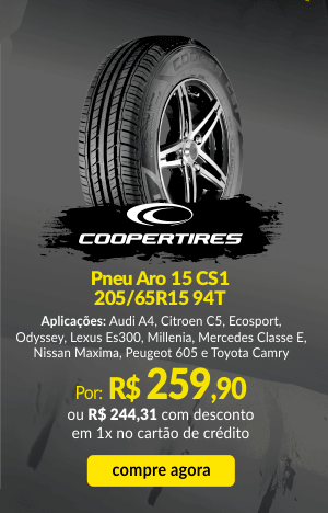 Pneu Cooper Aro 15 CS1 205/65R15 94T - Por R$ 259,90 ou R$ 244,31 com 6% de desconto em 1x no cartão de crédito - Compre agora!